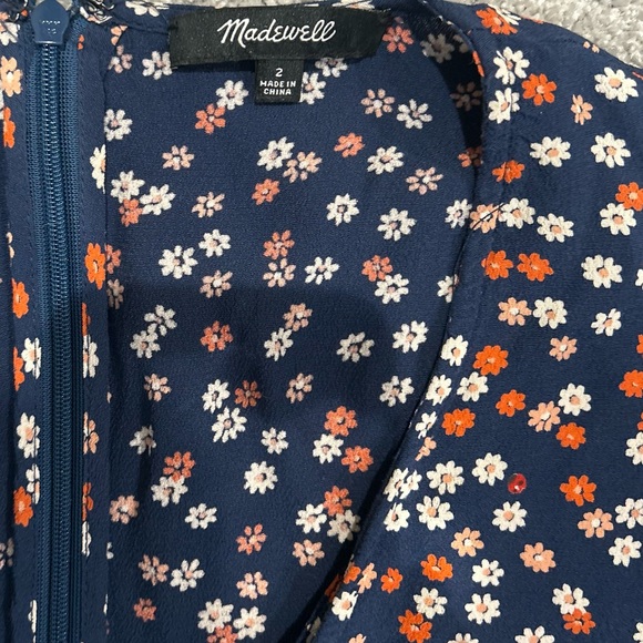 Madewell Navy Floral Button Front Dress Fit & Flare Cottagecore Size 2 Like New - Picture 5 of 10